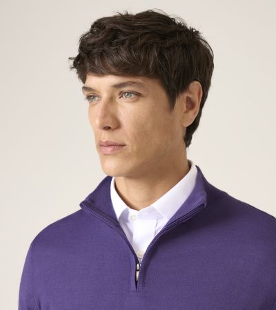 Miles Merino Blend 1/4 Zip Jumper Violet Purple