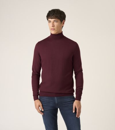 Russ Merino Blend Roll Neck Jumper Cherry Red