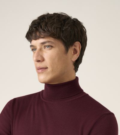 Russ Merino Blend Roll Neck Jumper Cherry Red