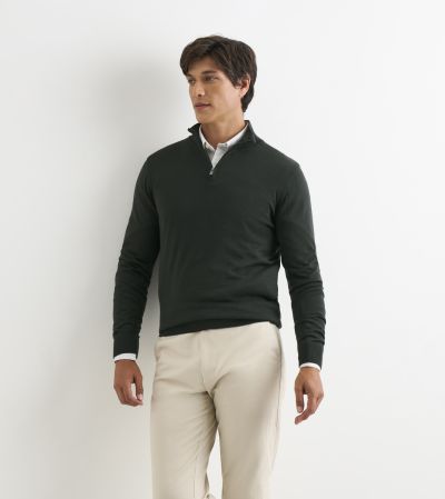 Miles Merino Blend 1/4 Zip Jumper Dark Khaki