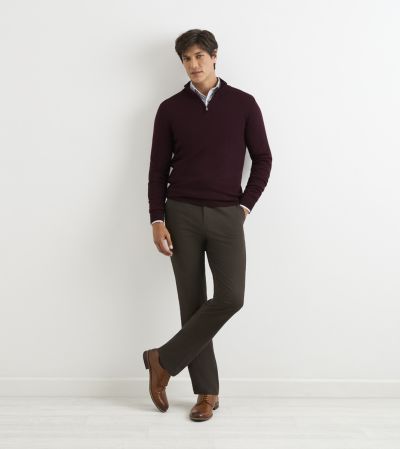 Miles Merino Blend 1/4 Zip Jumper Mulberry