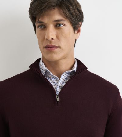 Miles Merino Blend 1/4 Zip Jumper Mulberry