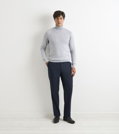 Russ Merino Blend Roll Neck Jumper Light Grey