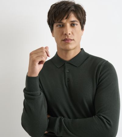 Brad Merino Blend Polo Shirt Dark Khaki