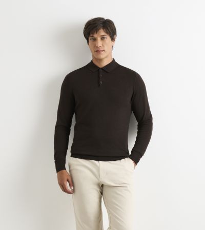 Brad Merino Blend Polo Shirt Chocolate Brown