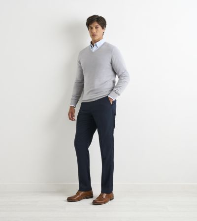 Paul Merino Blend V-neck Jumper Light Grey