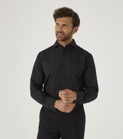 Easy Care Formal Tailored Dress Shirt Black