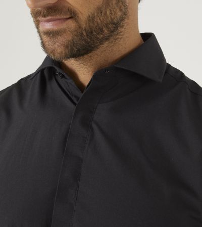 Easy Care Formal Tailored Dress Shirt Black