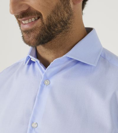 Cotton Formal Shirt Tailored Blue Dobby