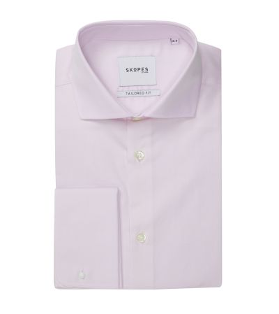 Cotton Formal Shirt Tailored Pink Dobby