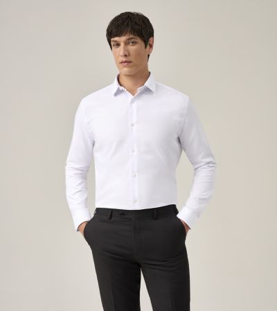Cotton Rich Formal Shirt Slim White Pin Dot
