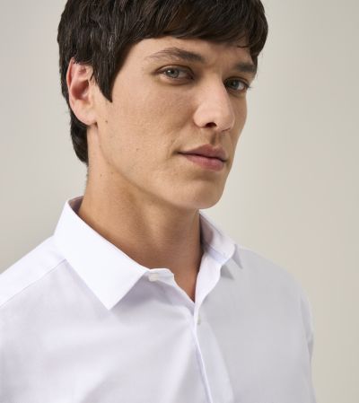 Cotton Rich Formal Shirt Slim White Pin Dot