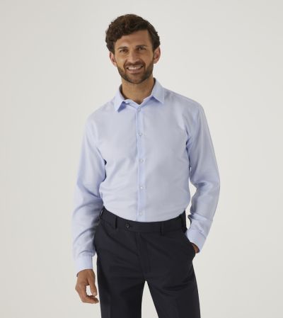 Cotton Rich Formal Shirt Slim Blue Pin Dot