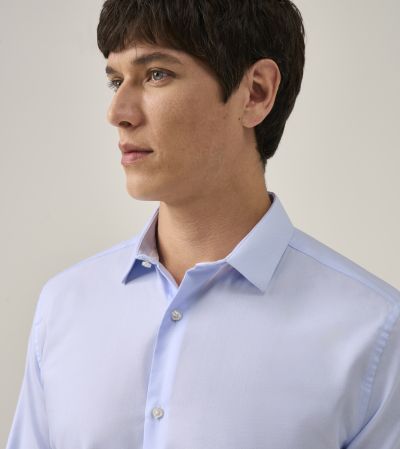 Cotton Rich Formal Shirt Slim Blue Pin Dot