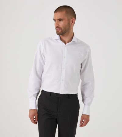 Premium Cotton Formal Shirt Regular White Dobby