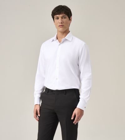 Premium Cotton Formal Shirt Regular White Dobby
