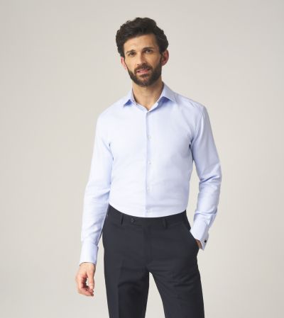 Premium Cotton Formal Shirt Tailored Blue Dobby