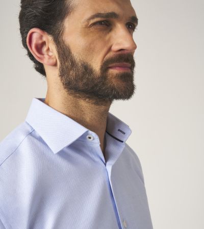 Premium Cotton Formal Shirt Tailored Blue Dobby