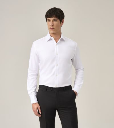 Premium Cotton Formal Shirt Tailored White Dobby