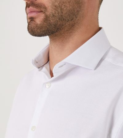 Premium Cotton Formal Shirt Tailored White Dobby