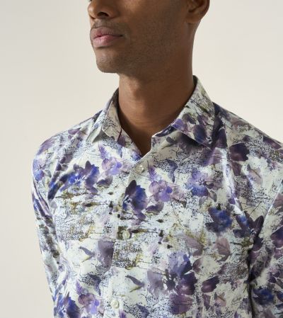 Formal Tailored Fit Shirt Purple Watercolour Print