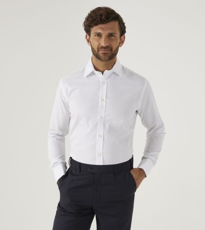 Luxury Cotton Formal Shirt Slim White Twill