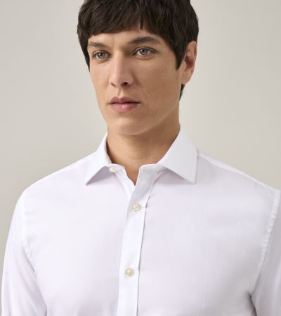 Luxury Cotton Formal Shirt Slim White Twill