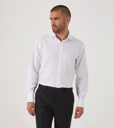 Premium Cotton Formal Shirt Slim White Dobby