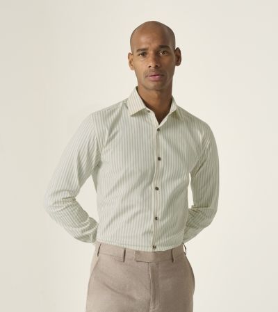 Luxury Formal Tailored Fit Shirt Beige Stripe