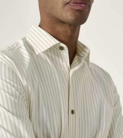 Luxury Formal Tailored Fit Shirt Beige Stripe