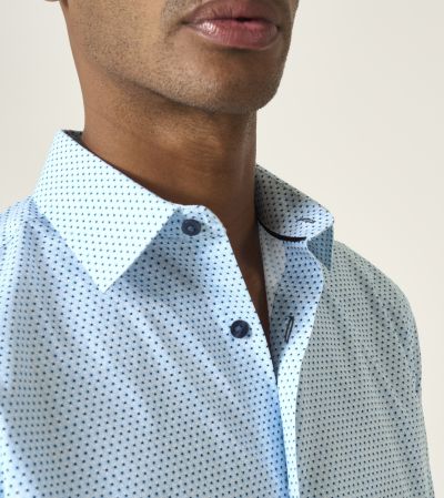 Luxury Formal Tailored Fit Shirt Bright Blue Geo Print