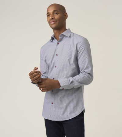 Cotton Formal Tailored Fit Shirt Brown Circle Design