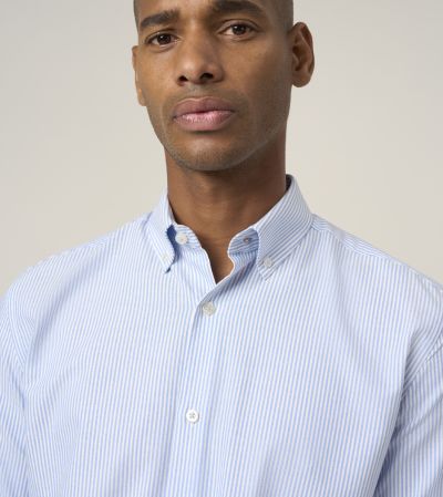 Cotton Formal Tailored Fit Shirt Sky Blue Stripe Oxford Design