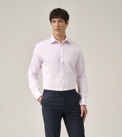 Cotton Formal Shirt Tailored Pink Dobby
