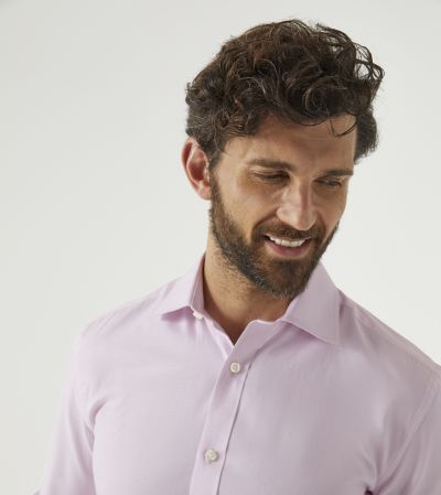 Cotton Formal Shirt Tailored Pink Dobby