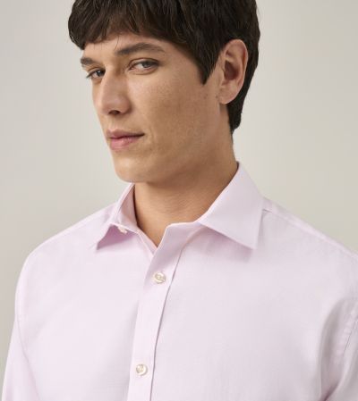 Cotton Formal Shirt Tailored Pink Dobby