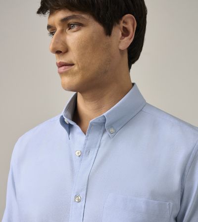 Washed Oxford Casual Tailored Fit Shirt Blue