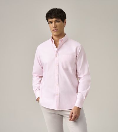Washed Oxford Casual Tailored Fit Shirt Pink