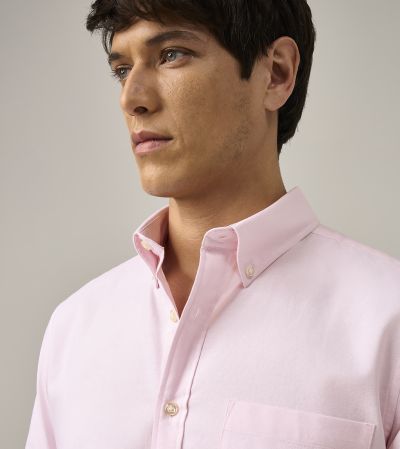 Washed Oxford Casual Tailored Fit Shirt Pink