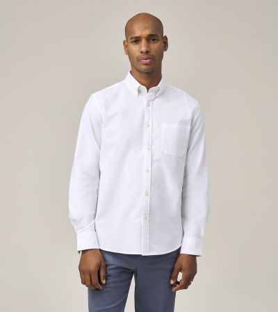 Washed Oxford Casual Tailored Fit Shirt White