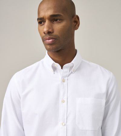 Washed Oxford Casual Tailored Fit Shirt White