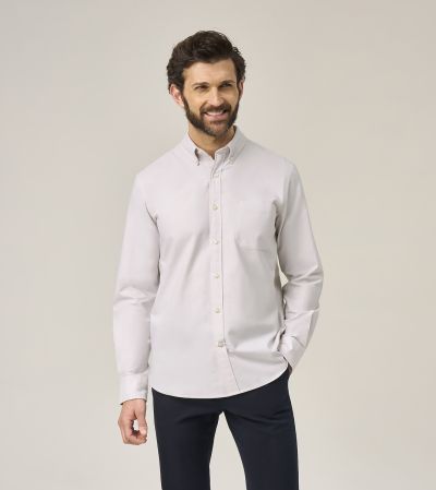 Washed Oxford Casual Tailored Fit Shirt Stone Beige