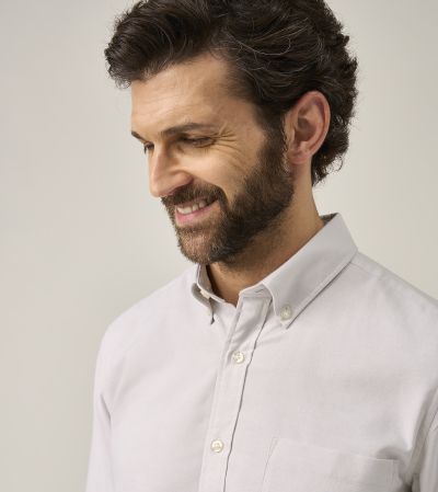 Washed Oxford Casual Tailored Fit Shirt Stone Beige
