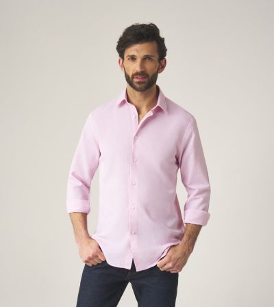Linen Blend Casual Shirt Tailored Pink