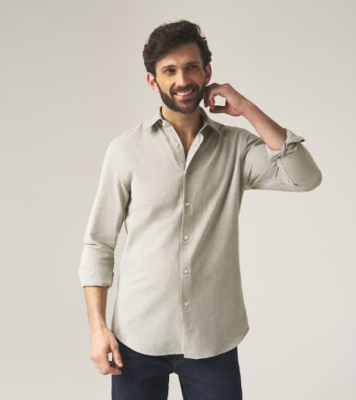 Linen Blend Casual Shirt Tailored Sage Green