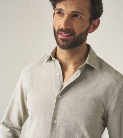 Linen Blend Casual Shirt Tailored Sage Green