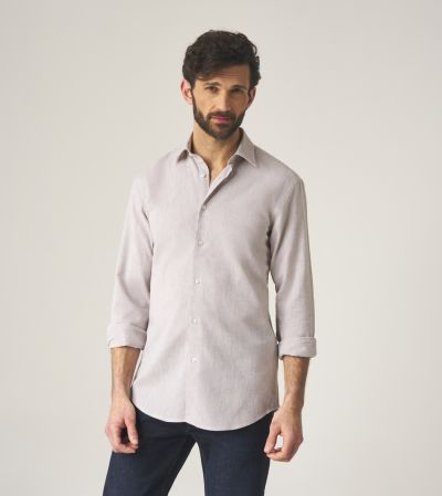 Linen Blend Casual Shirt Tailored Stone Grey