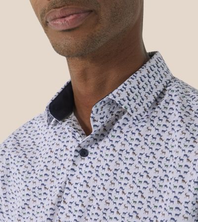 Cotton Party Shirt Tailored Multi Deer Print