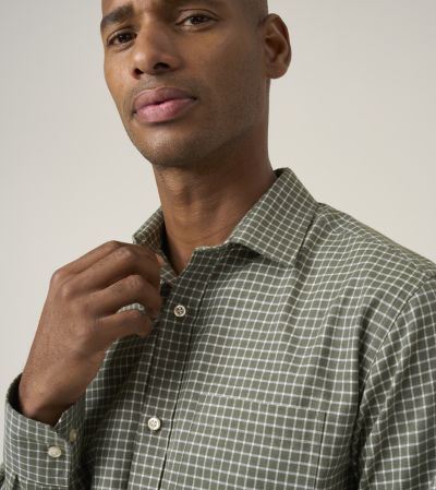 Cotton Casual Regular Fit Shirt Green Check