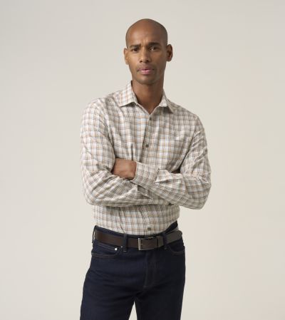 Cotton Casual Regular Fit Shirt Rust / Blue Check